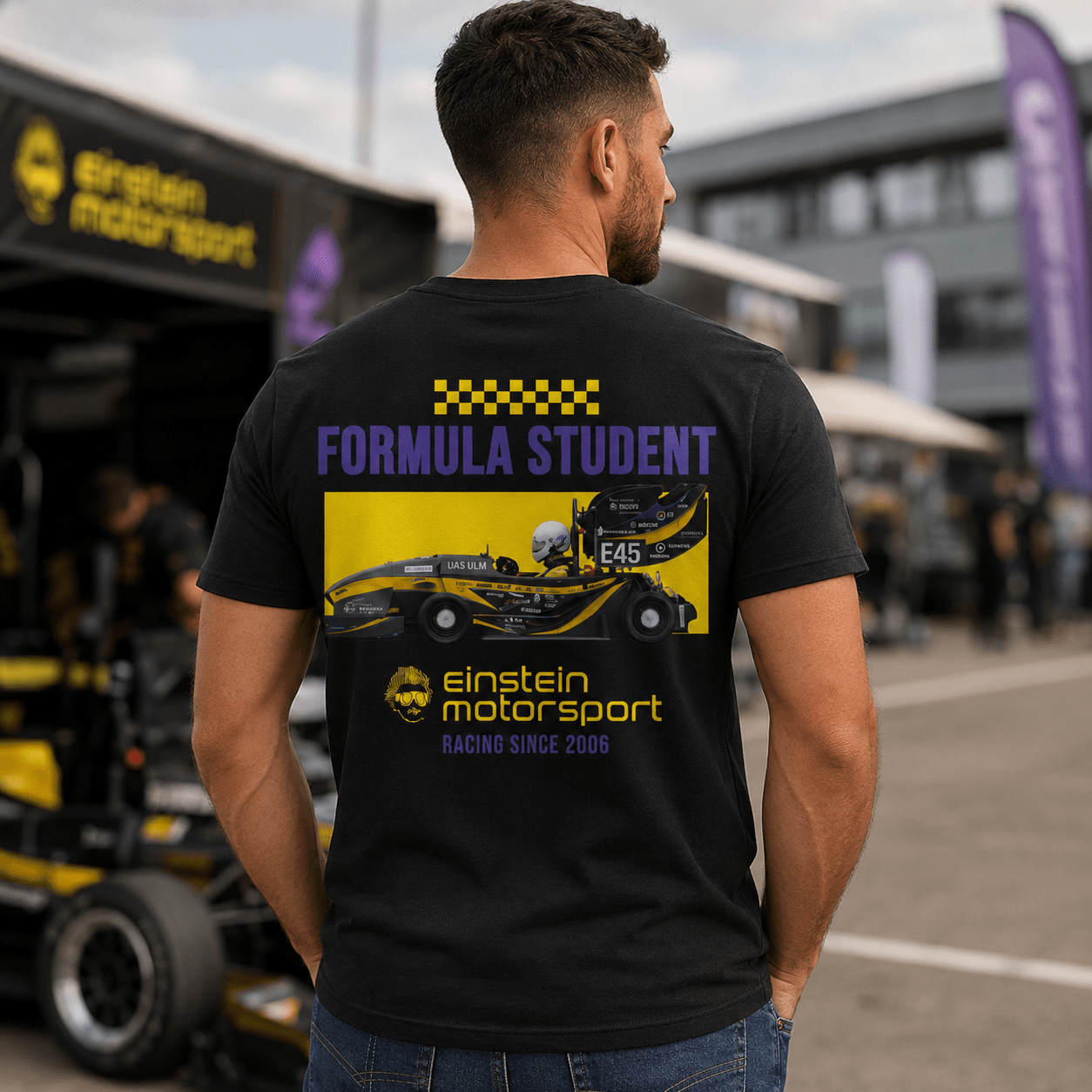 Einstein Motorsport Formula Student T-Shirt Herren – Schwarz